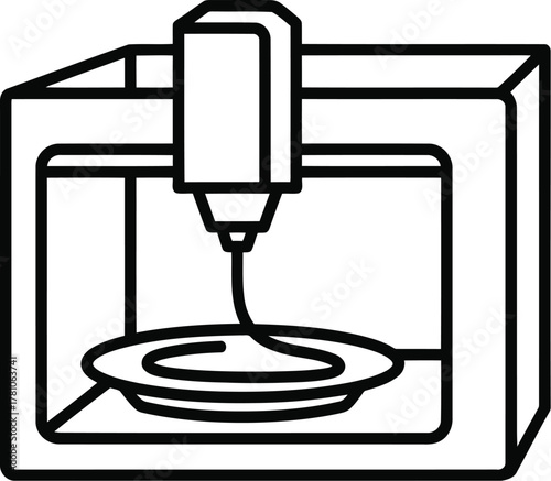 Three d printer linear icon additive manufacturing rapid prototyping customizable thin line contour symbol vector isolated outline drawing