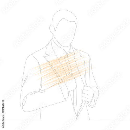 Man in suit adjusting his tie collar