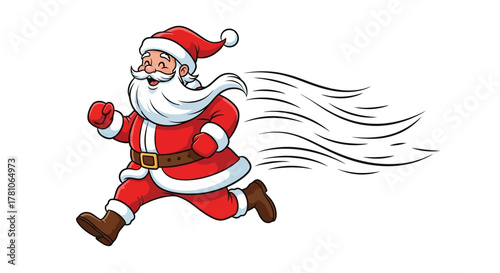 Santa Claus rushing to deliver presents on time, bringing joy and excitement during the festive Christmas season with a burst of energy