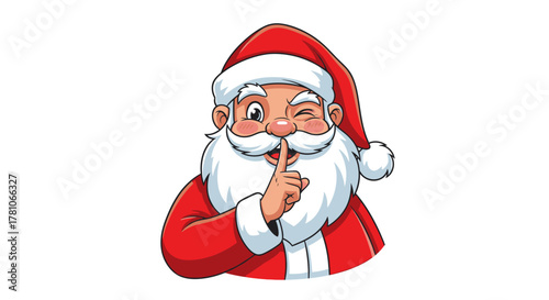 Santa Claus winking with a secret, ready to spread holiday cheer this season! Perfect for festive designs and joyful campaigns, add some magic to your project.