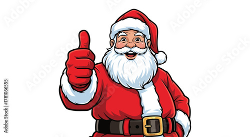 Santa Claus giving a thumbs up, spreading holiday cheer and festive joy for Christmas promotions or seasonal greetings, a fun way to celebrate