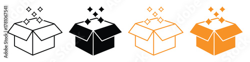 Open gift box symbols showing surprise and party decoration elements.