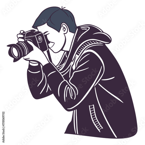 Photographer with a camera taking a picture