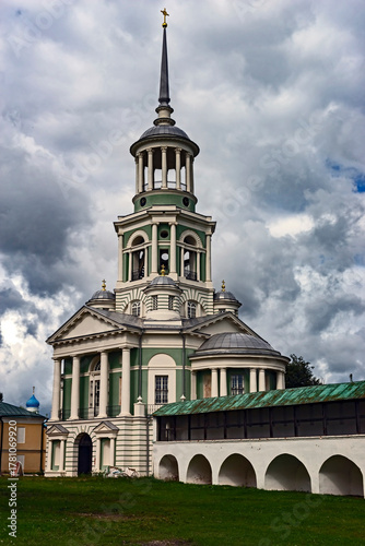 The Savior church with bell tower, tears of construction 1804 - 1811. Sts. Boris and Gleb monastery, city Torzhok, Russia