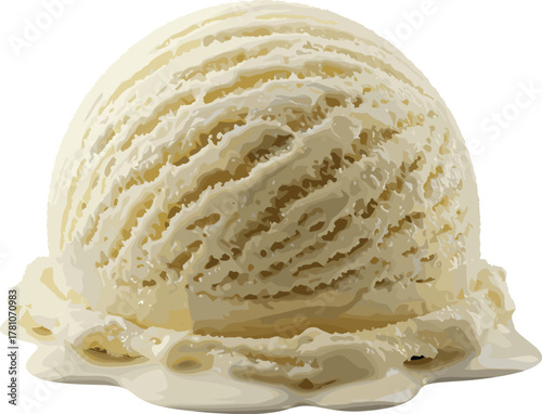 Extreme Close-up Macro Photo of Creamy Vanilla Ice Cream Scoop Showing Detailed Texture, Dessert, Sweet, Cold, Food, Indulgence, Delicious.