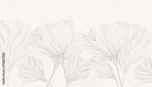 Botanical texture background grey and white flowers