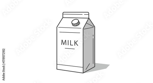Milk carton simple line drawing