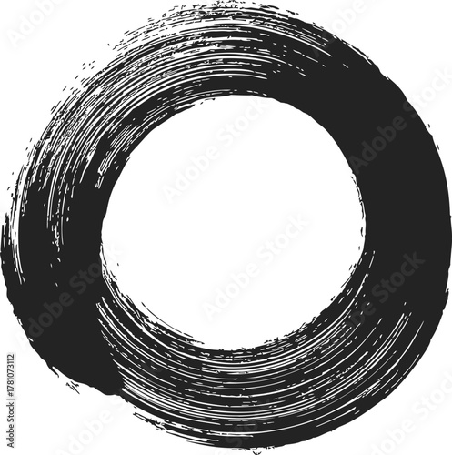 Enso circle sketch, hand drawn Zen symbol with bold brushstroke texture — stock vector