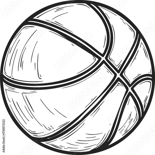 Basketball sketch hand drawn style with bold lines and textured details — stock vector
