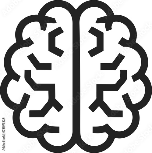 Brain icon sketch, hand drawn style, bold black outline, simple abstract neural pattern — stock vector