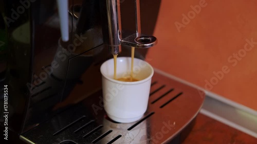 coffee art closeup, steaming espresso pouring into mug, home barista crafting rich creamy espresso
