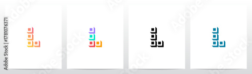 Squares Tiles Negative Space Box Isometric Initial Letter Logo Design L