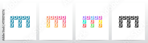 Squares Tiles Negative Space Box Isometric Initial Letter Logo Design M