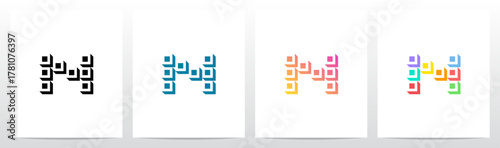 Squares Tiles Negative Space Box Isometric Initial Letter Logo Design N