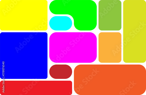 Clean bento grid layout with colorful rectangular boxes