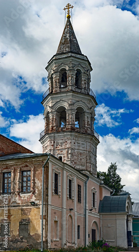 Bell tower of Presentation of Our Lady church. Sts. Boris and Gleb monastery, city Torzhok, Russia