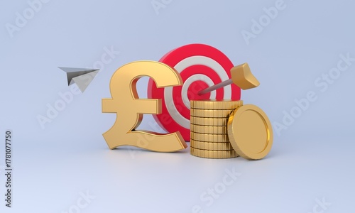 Pound symbol reaching financial investment target