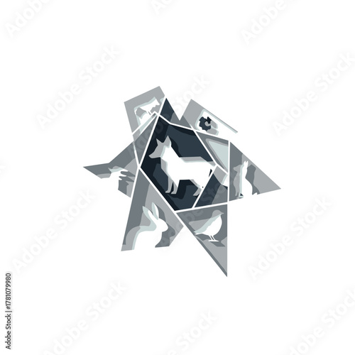 Geometric Dog Art - Modern Canine Portrait in Abstract Design.