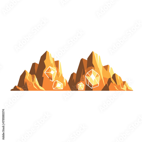 Golden Crystal Mountains - A Treasure Trove of Sparkling Gems.