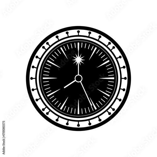 Timeless clock face icon design, symbolizing precision and schedule