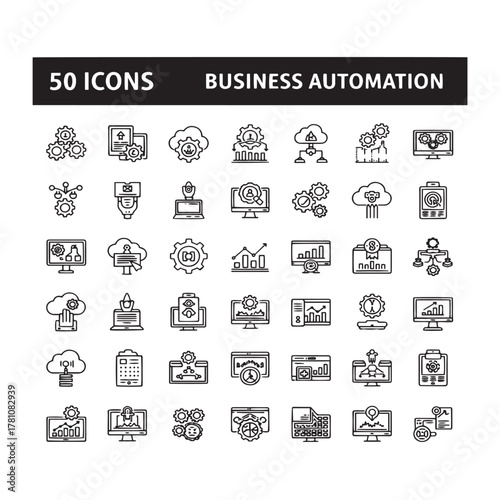 Manufacture icon set. Minimalist linear icons. Editable stroke. Vector illustration.