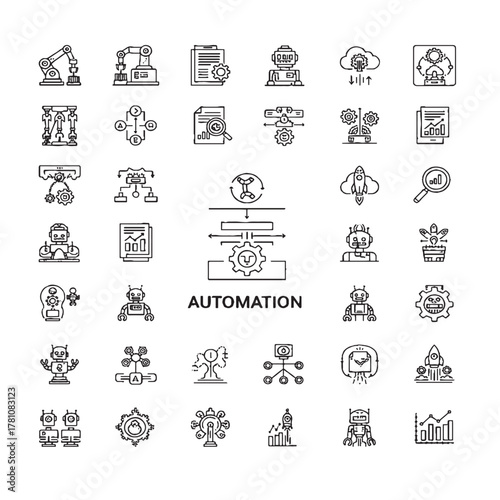 Factory icon set. Related to warehouse, industrial, manufacturing, conveyor and more.