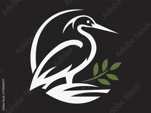 Elegant Stork Bird Icon Illustration
