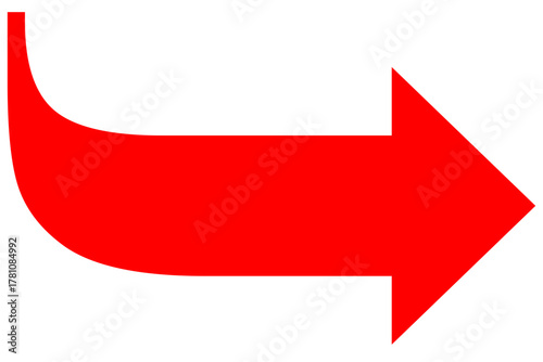 Red vector turn right arrow for page forward or next button with curved line in png format
