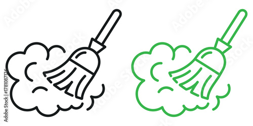 Effortlessly achieve a spotless home with this modern, sleek broom icon, perfect for cleaning and household projects vector.