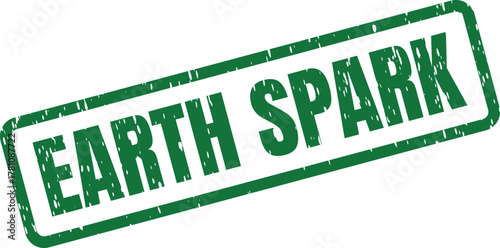 A vibrant green rubber stamp spark symbolizing inspiration and new ideas for planetary care