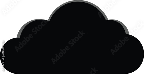 Black Cloud Silhouette with Gray Outline Simple Isolated Icon Graphic Illustration on White Background Bad Weather Sign Symbol Logo Flat Design Template Concept