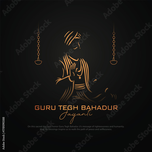 guru tegh bahadur jayanti creative vector illustration design.