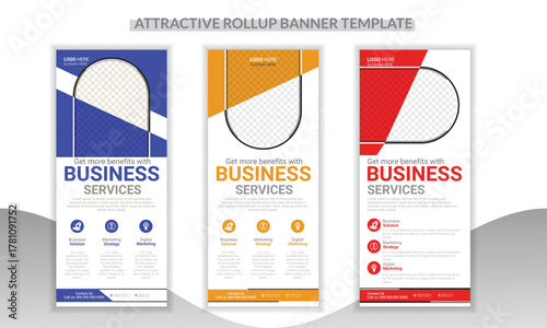 Modern 3 Different Rollup Banner Design