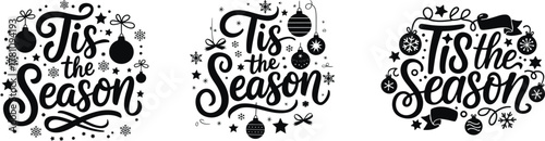 Tis the Season Christmas Lettering Vector 