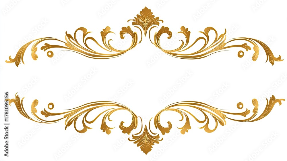 Fototapeta premium Elegant gold decorative elements create a border design.