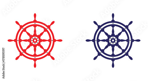 Navigate your next project with these vibrant, classic ship's wheel icons, symbolizing control, direction, and adventure across the seas.