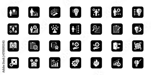 Skill development pathway   Cohesive set of minimalist vector icons representing key ideas with visual clarity