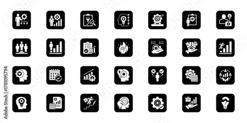Soft skills and personal effectiveness   Cohesive set of minimalist vector icons representing key ideas with visual clarity