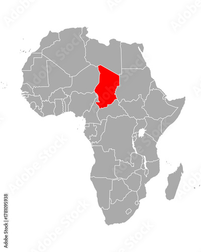 Karte des Tschad in Afrika