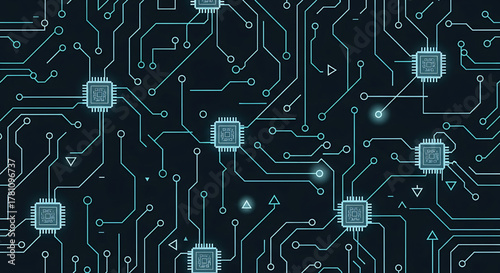 Futuristic Circuit Board Network Technology Background Pattern