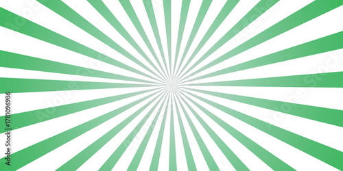 Bright Green Sunburst Rays Pattern with Gradient and White Space for Versatile Graphic Design and Background Use