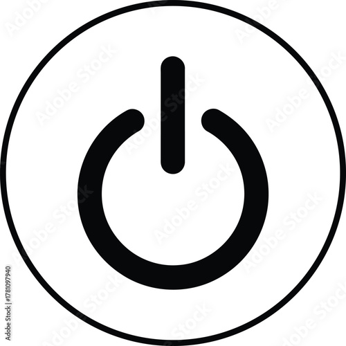 Power Symbol in Black and White a Universal Icon Depicting Energy Control and On Off Functionality Simple Yet Recognizable Sign Against White Background for Digital Designs