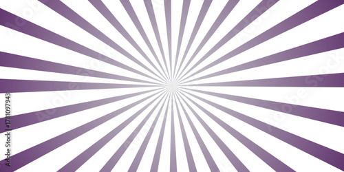 Vibrant Purple Sunburst Pattern with Gradient Stripes on White, Abstract Radial Burst Background for Energetic Designs and Retro Graphics