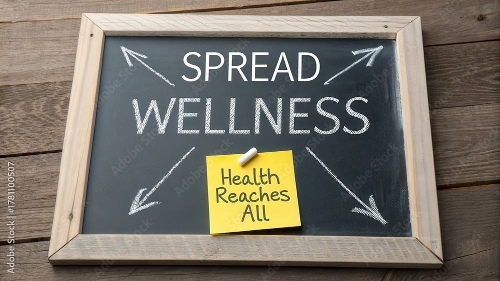 Fototapeta premium Promote Wellness and Health with Chalkboard Message and Arrows