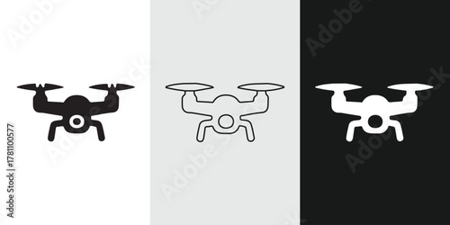 Modern aerial drone camera icon set