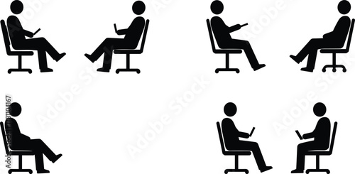 Silhouette of people sitting opposite each other, using laptops, teamwork communication concept, business meeting, digital work collaboration, office environment, productivity
