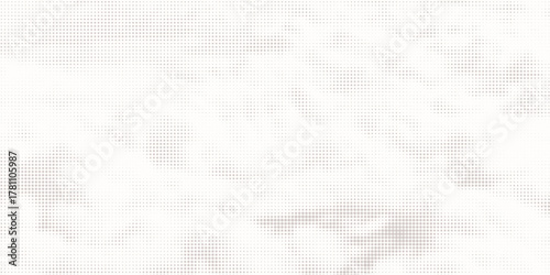 White wrinkled paper texture. Vector halftone pixelated manga background. Light beige neutral color dots bg. Grungy urban backdrop. Wide horizontal duotone banner. Crumpled punk collage template