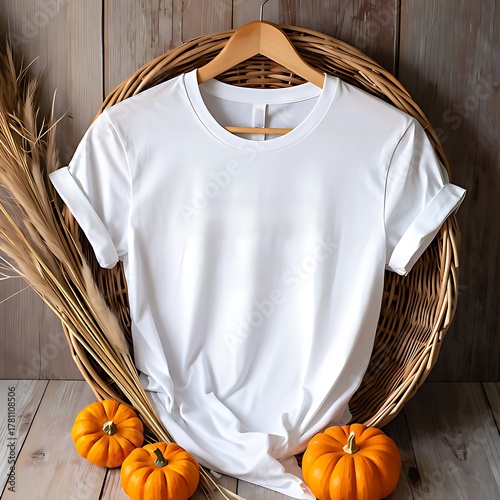 Blank White T Shirt Mockup for Halloween and Fall Designs
