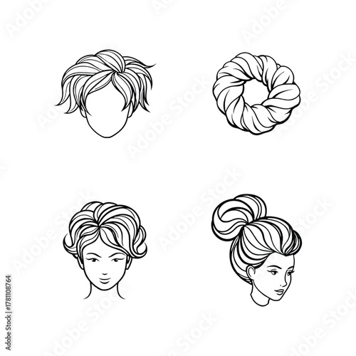 A set of hair scrunch silhouette vector isolated on white background