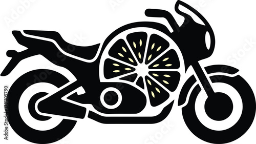 Silhouette Motorcycle citrus hybrid vector illustration